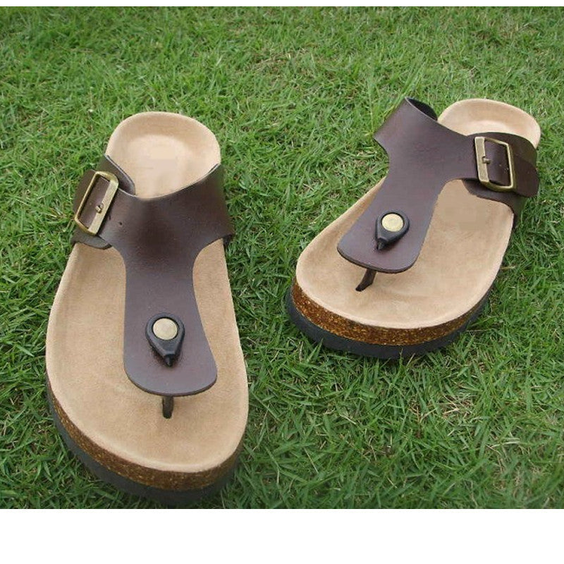 Ladies Flip-Flops Cork Footbed Beach Slippers