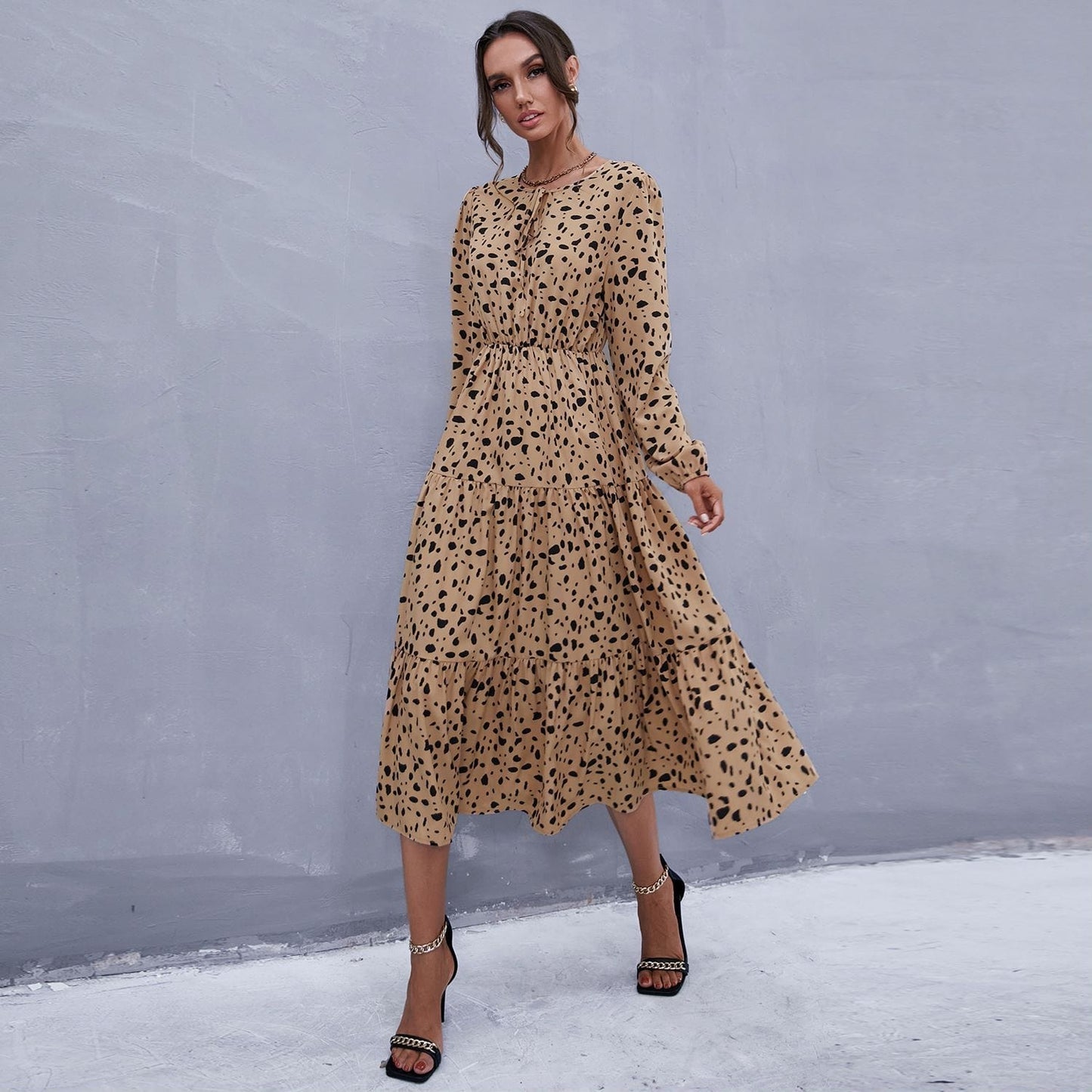 Cheetah Print Keyhole Neck Dress