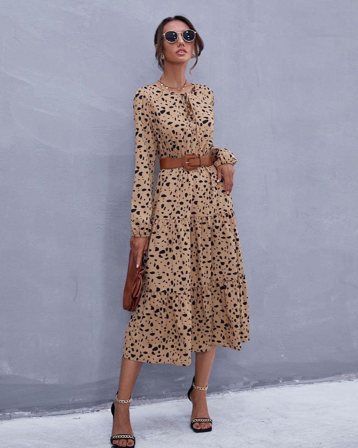 Cheetah Print Keyhole Neck Dress