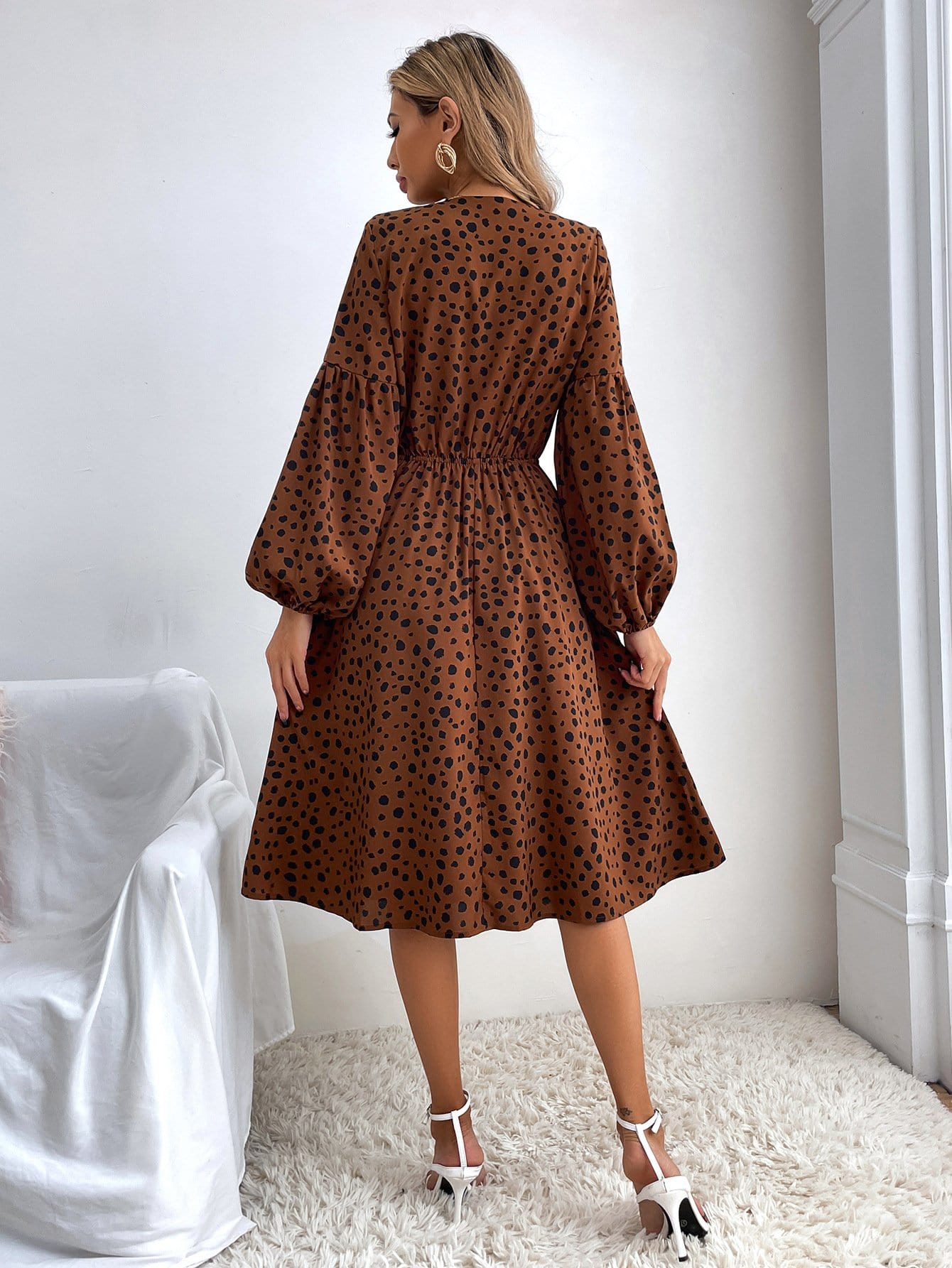 Button Front Cheetah Print Dress