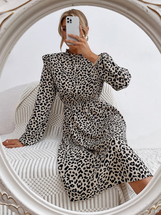 Keyhole Back Leopard Print Dress