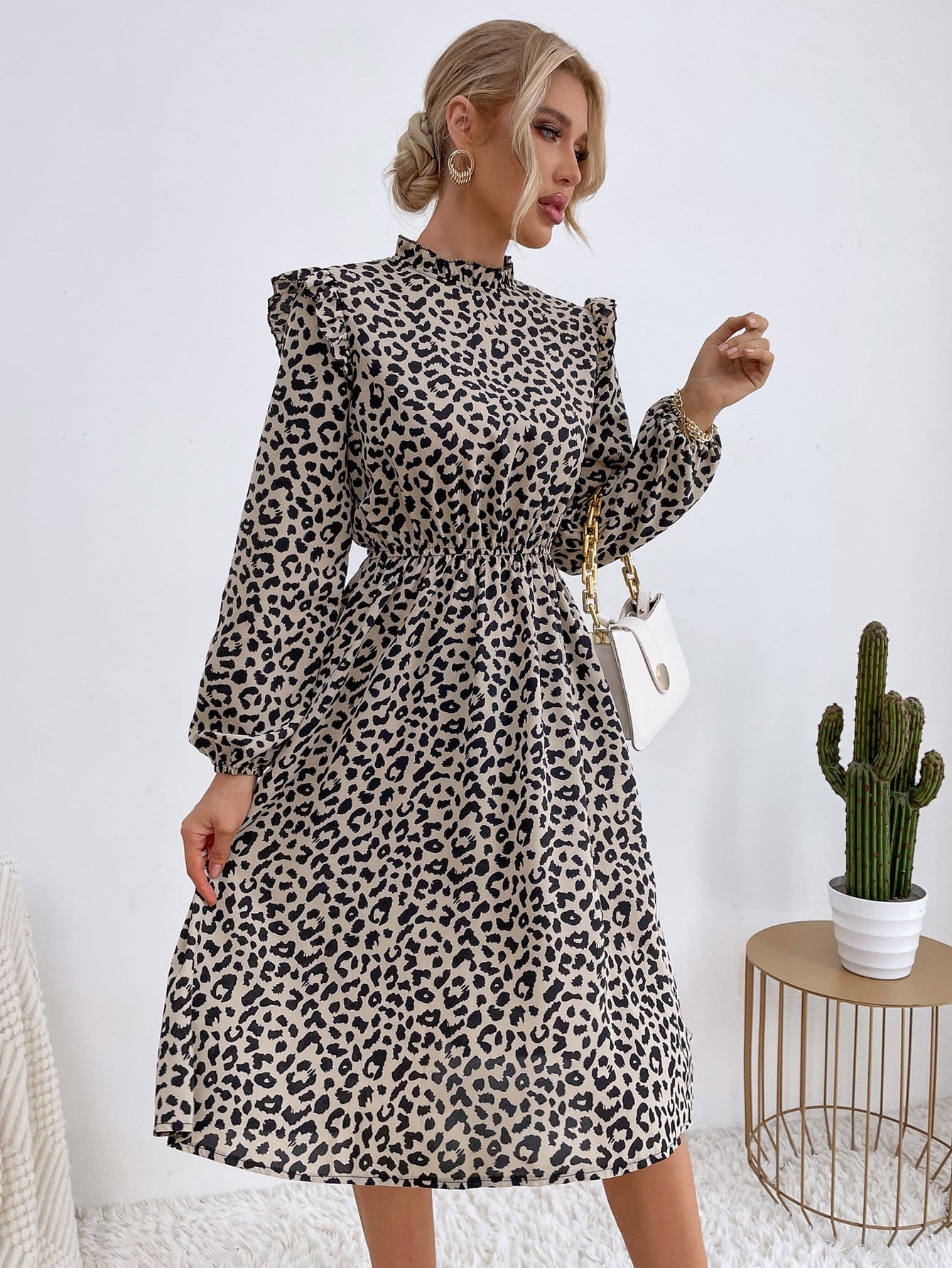 Keyhole Back Leopard Print Dress