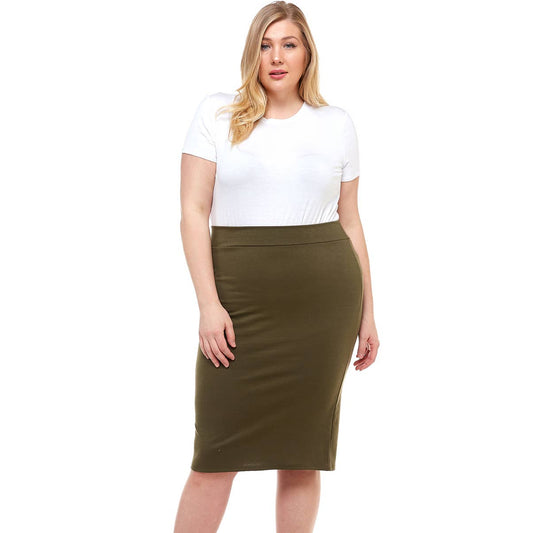 ASK-9014PTX Plus Size High Waisted Pencil Skirt