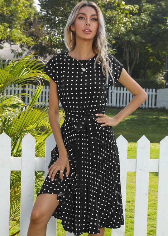 Polka Dot Cap Sleeve Dress