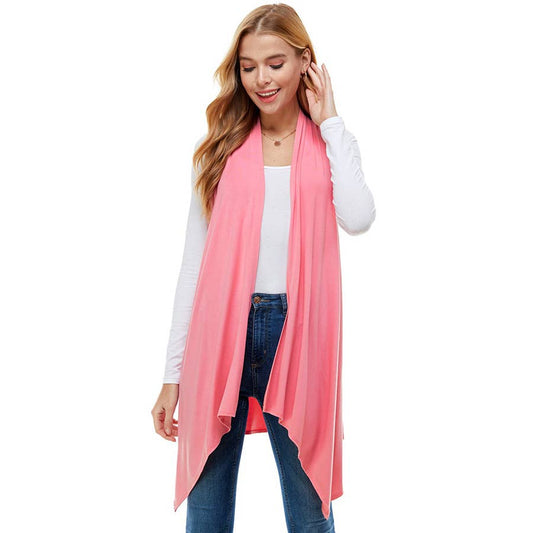 AJK-2071RS Lightweight Sleeveless Open Front Cardigan