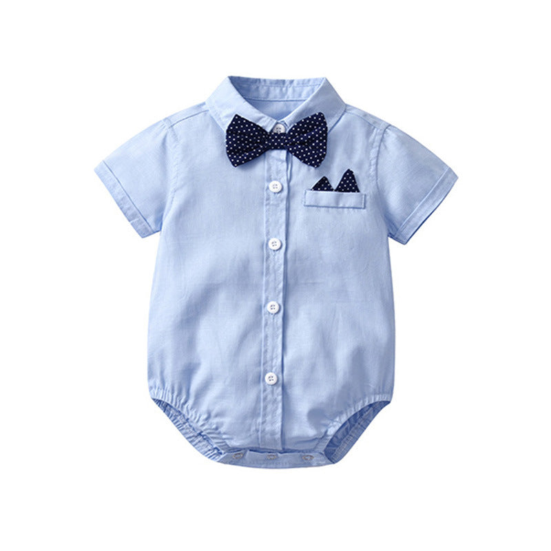 0-2 Years Old Baby Boy Gentleman Romper Suit Short Sleeve Shorts