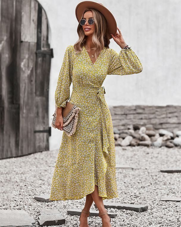 Floral Print Wrap Midi Dress