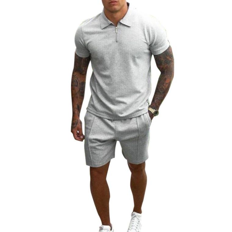 Men's Short Sleeved Shorts Casual Suit Popular Slim Fit Two-piece Set