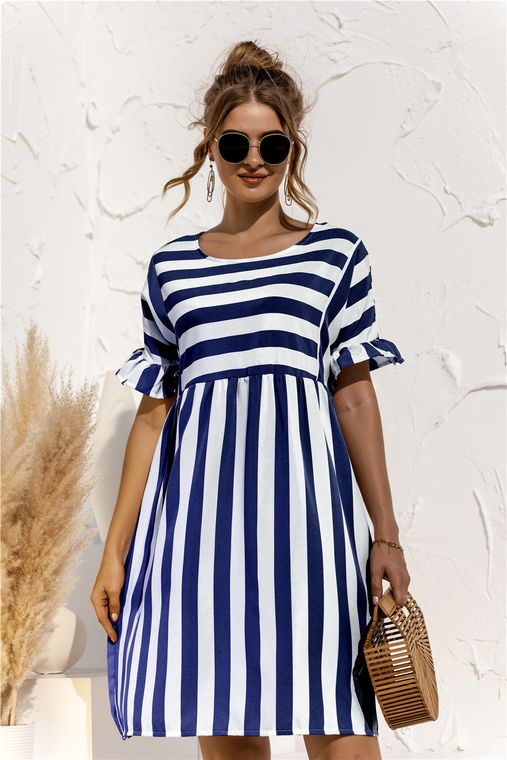 Striped Ruffle Tunic Dress