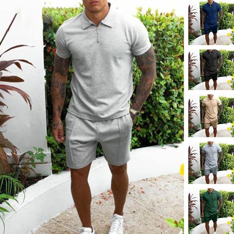 Men's Short Sleeved Shorts Casual Suit Popular Slim Fit Two-piece Set