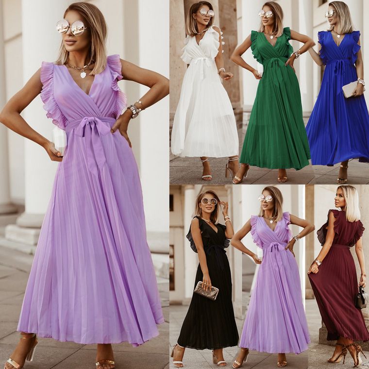 Beach Long Dress Fashion Slim Chiffon Solid Color Dresses For Women