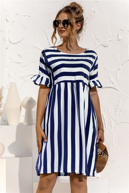 Striped Ruffle Tunic Dress