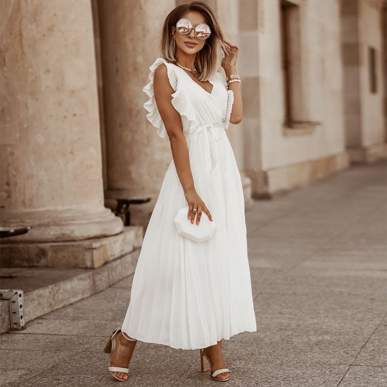 Beach Long Dress Fashion Slim Chiffon Solid Color Dresses For Women