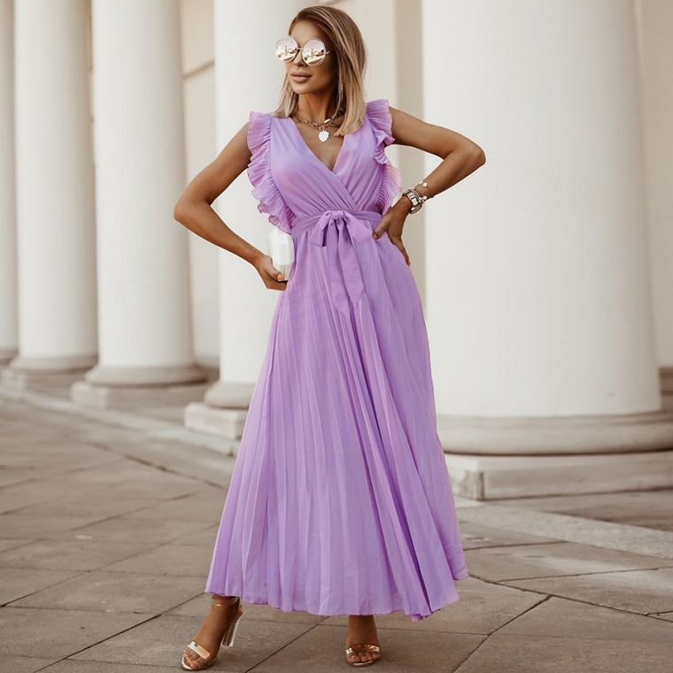 Beach Long Dress Fashion Slim Chiffon Solid Color Dresses For Women