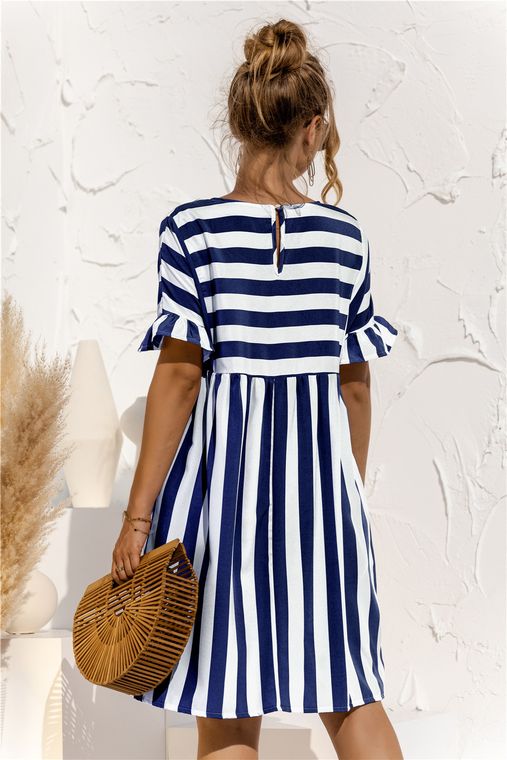 Striped Ruffle Tunic Dress