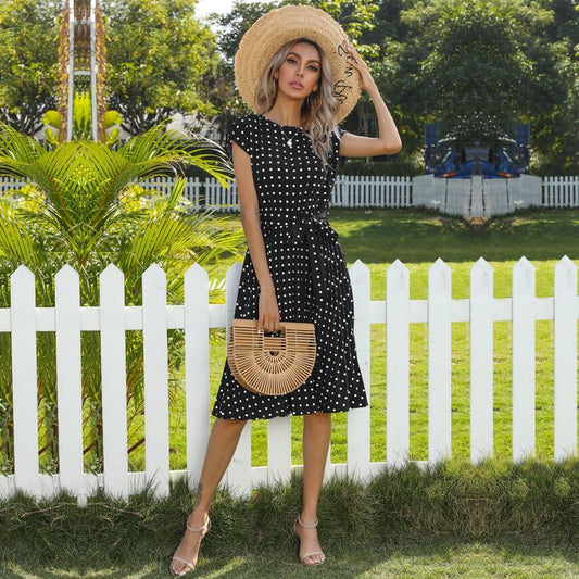 Polka Dot Cap Sleeve Dress