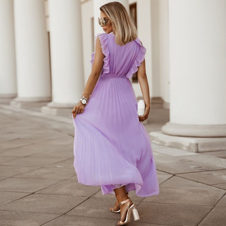 Beach Long Dress Fashion Slim Chiffon Solid Color Dresses For Women