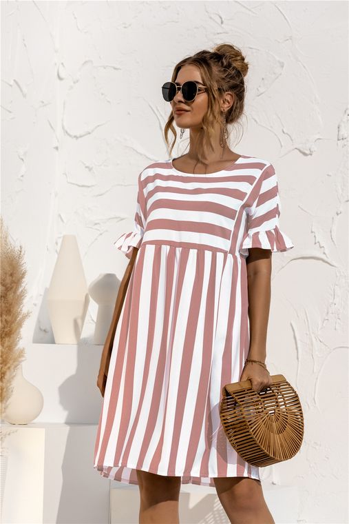 Striped Ruffle Tunic Dress