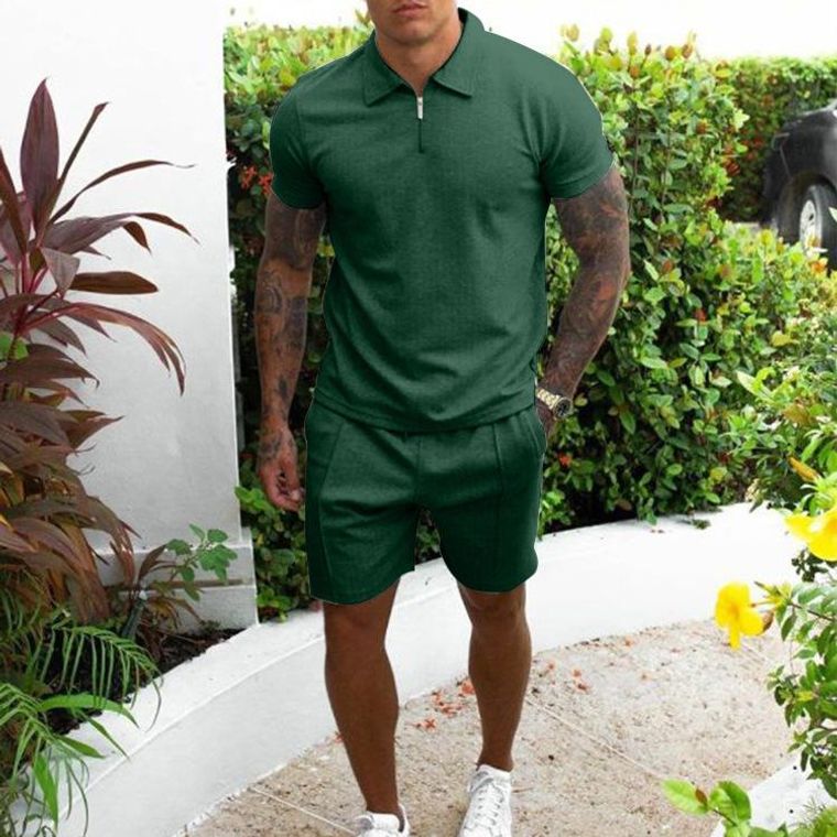 Men's Short Sleeved Shorts Casual Suit Popular Slim Fit Two-piece Set