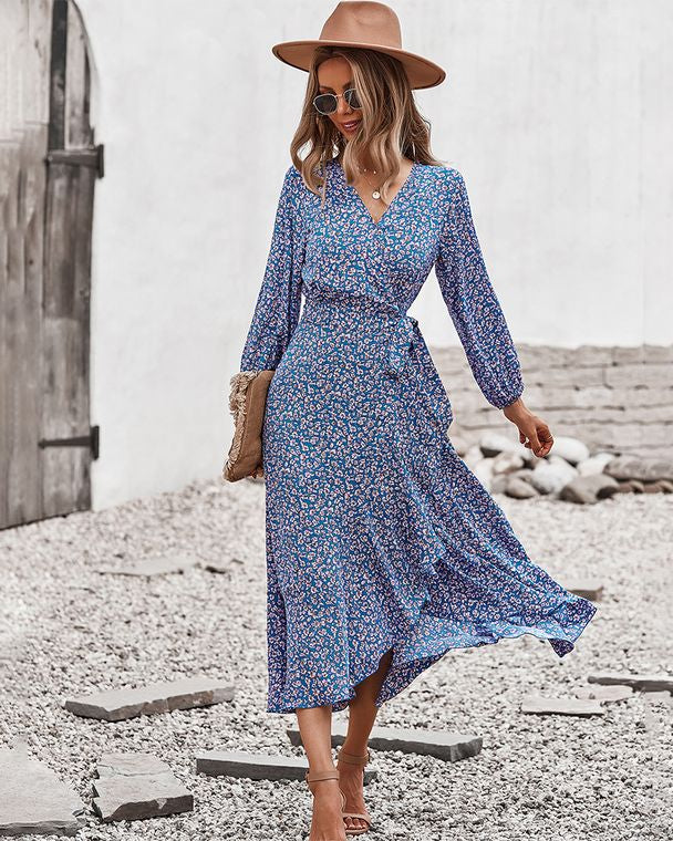 Floral Print Wrap Midi Dress