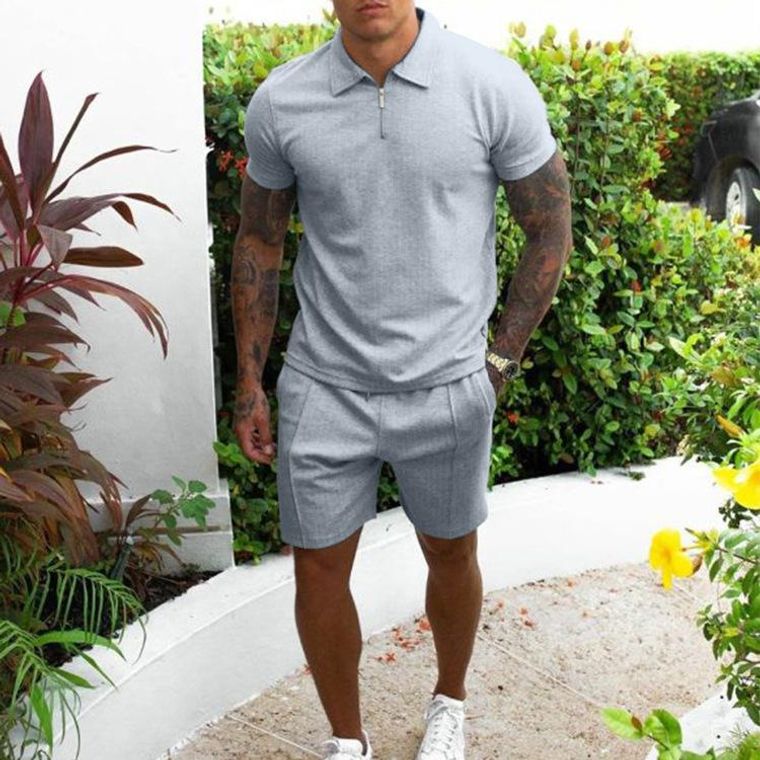 Men's Short Sleeved Shorts Casual Suit Popular Slim Fit Two-piece Set