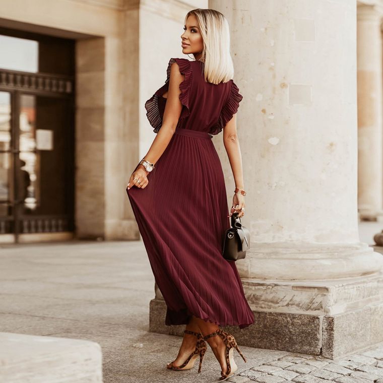 Beach Long Dress Fashion Slim Chiffon Solid Color Dresses For Women