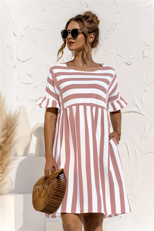 Striped Ruffle Tunic Dress