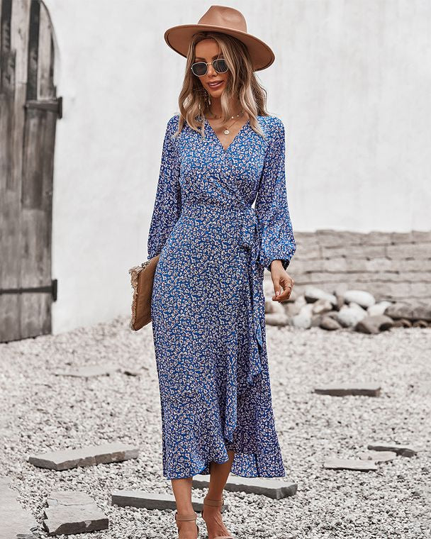 Floral Print Wrap Midi Dress