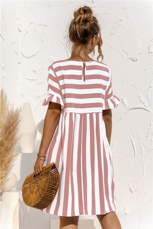 Striped Ruffle Tunic Dress