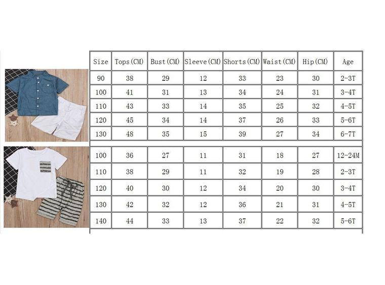 0-7 year old children's boys' suit  children's short sleeved top T-shirt + Shorts Set