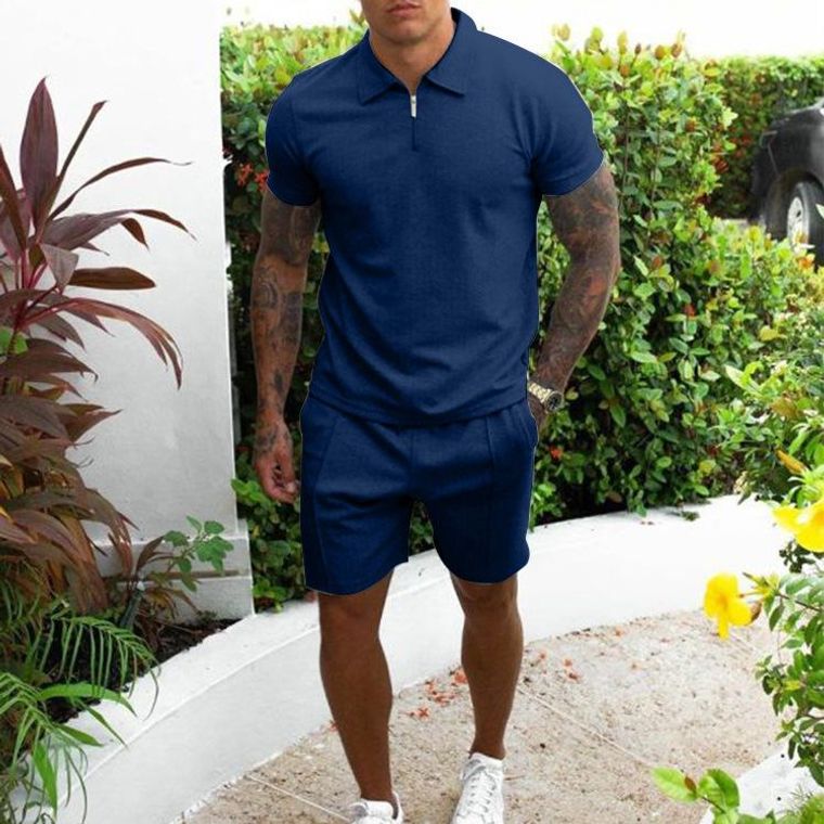 Men's Short Sleeved Shorts Casual Suit Popular Slim Fit Two-piece Set