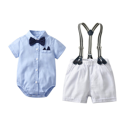 0-2 Years Old Baby Boy Gentleman Romper Suit Short Sleeve Shorts