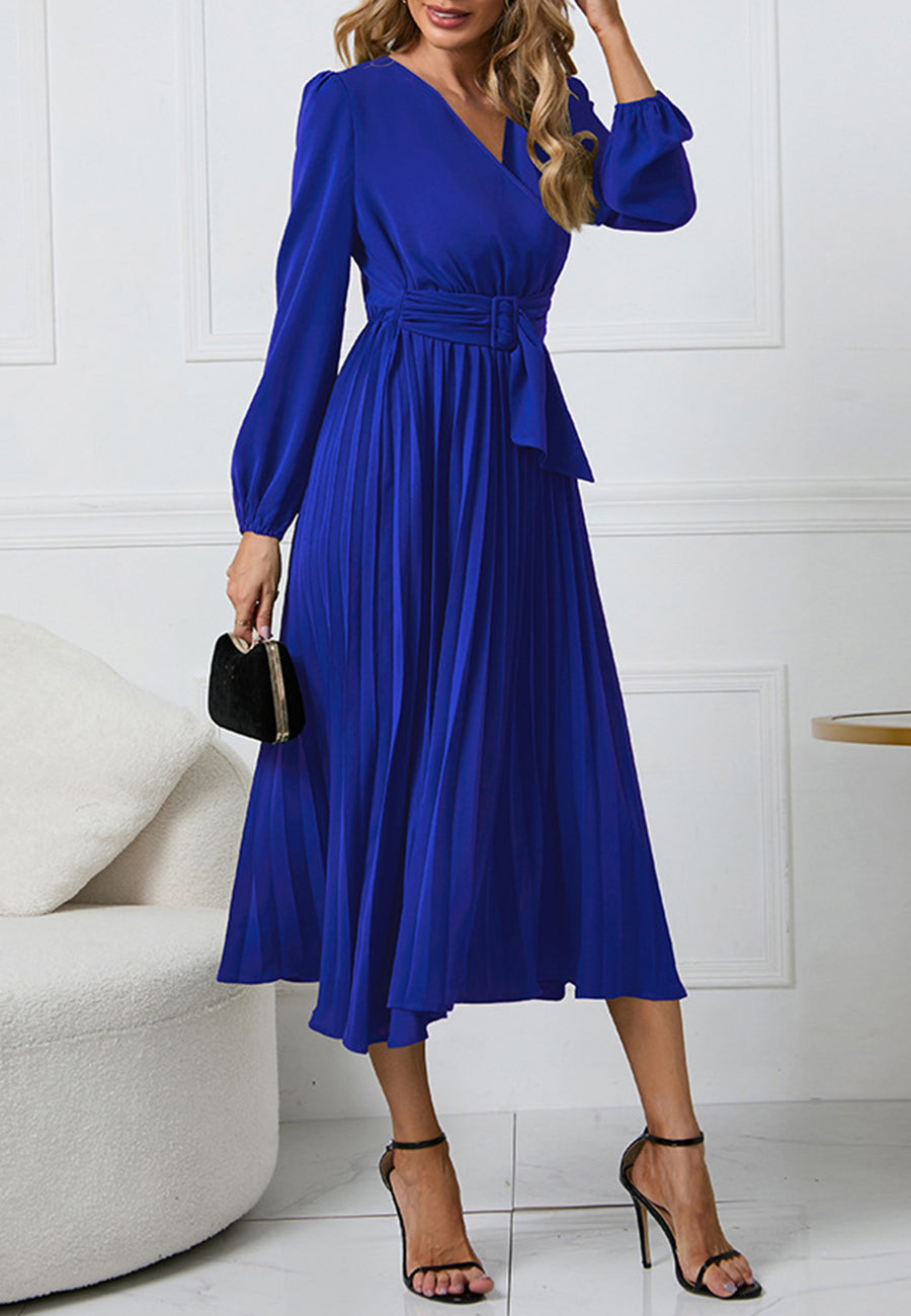 Surplice Neck Belted Dress