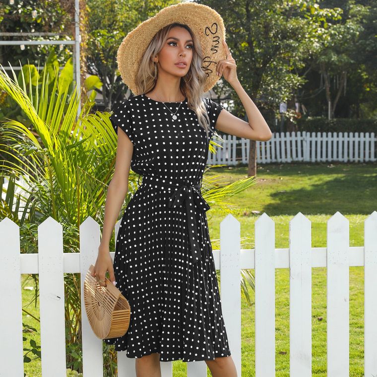 Polka Dot Cap Sleeve Dress